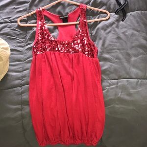 Shimmering red shirt